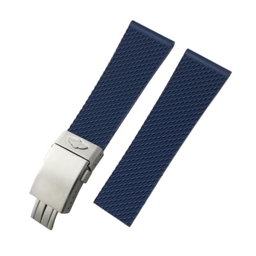LMPVPDGADZ 20 mm 21 mm 22 mm 23 mm 24 mm geflochtenes Silikon-Gummi-Armband, passend for Breitling, passend for Superocean Navitimer Avenger, passend for Longines Uhrenarmband(Blue Style 2,22mm) von LMPVPDGADZ