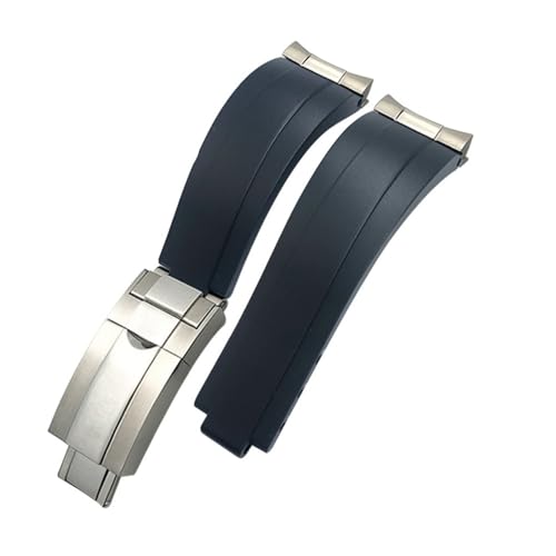 LMPVPDGADZ 20 mm 21 mm Gummi-Armband mit kurzer Schnalle, passend for Rolex, passend for Daytona Submariner Role OYSTERFLEX Yacht Master, kleines Handgelenk-Silikonarmband(Black-Buckle-Link,20mm) von LMPVPDGADZ