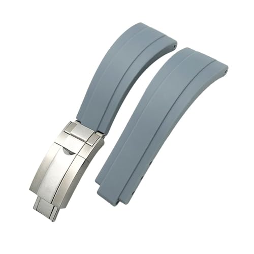 LMPVPDGADZ 20 mm 21 mm Gummi-Armband mit kurzer Schnalle, passend for Rolex, passend for Daytona Submariner Role OYSTERFLEX Yacht Master, kleines Handgelenk-Silikonarmband(Gray-Buckle,20mm) von LMPVPDGADZ