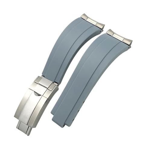 LMPVPDGADZ 20 mm 21 mm Gummi-Armband mit kurzer Schnalle, passend for Rolex, passend for Daytona Submariner Role OYSTERFLEX Yacht Master, kleines Handgelenk-Silikonarmband(Gray-Buckle-Link,20mm) von LMPVPDGADZ