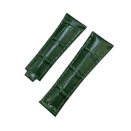 LMPVPDGADZ 20 mm Metallglied, gebogenes Ende, Krokodilleder-Armband, passend for Rolex Submariner, passend for GMT, passend for DAYTONA Yacht-Master, schwarz-grünes Armband(Green,20MM_GOLD) von LMPVPDGADZ