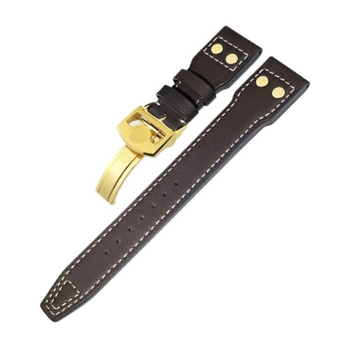 LMPVPDGADZ 20mm 21mm 22mm Leder Bronze Nietenarmband passend for IWC Bronze Big Pilot's 18 Spitfire Uhrenarmband(Brown 2,WITH BUCKLE_21MM) von LMPVPDGADZ