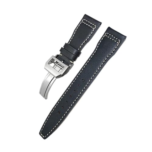 LMPVPDGADZ 20mm 21mm 22mm Lederarmband passend for IWC Big Pilot's Watch Pilot Spitfire passend for Princekin Mark Uhrenarmband(Black white Square,21mm) von LMPVPDGADZ
