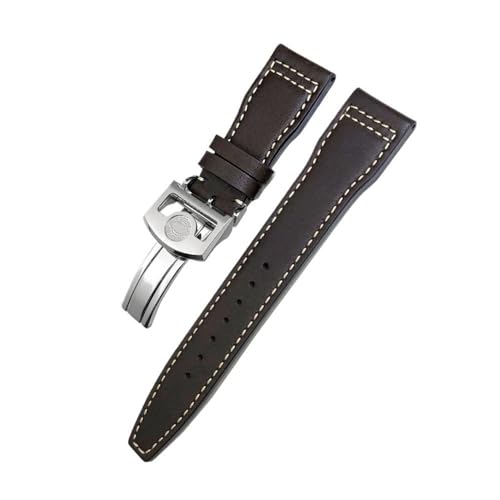 LMPVPDGADZ 20mm 21mm 22mm Lederarmband passend for IWC Big Pilot's Watch Pilot Spitfire passend for Princekin Mark Uhrenarmband(Brown white Round,20mm) von LMPVPDGADZ