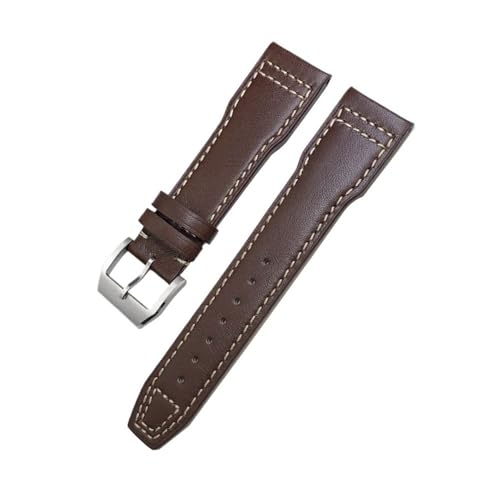 LMPVPDGADZ 20mm 21mm 22mm Lederarmband passend for IWC Big Pilot's Watch Pilot Spitfire passend for Princekin Mark Uhrenarmband(Dark brown white,22mm) von LMPVPDGADZ