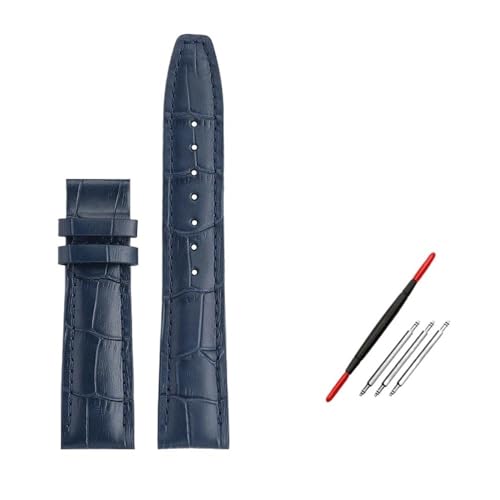 LMPVPDGADZ 20mm 22mm gebogenes Ende Kalbsleder Uhrenarmband Armband passend for IWC passend for Portugal 7 passend for Betafeno Armband schwarz blau mit Werkzeug(03 blue-no buckle,20mm) von LMPVPDGADZ