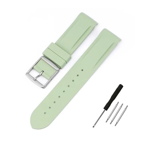 LMPVPDGADZ 20mm gebogenes Ende Gummi-Uhrenarmband passend for Omega Fit for Moonswatch Joint Constellation Armband Herren Sportuhrenarmband(Black Green) von LMPVPDGADZ
