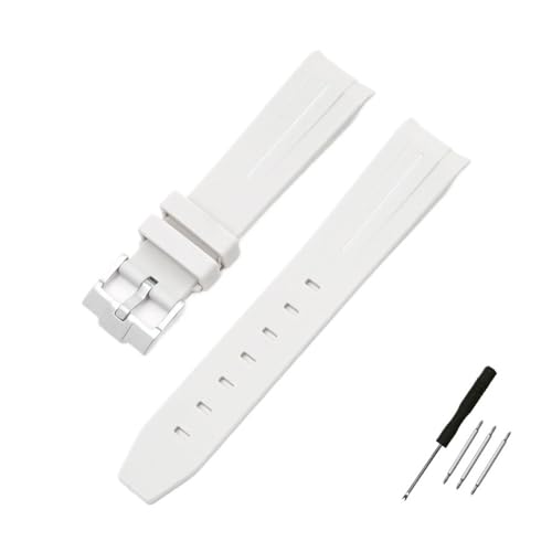 LMPVPDGADZ 20mm gebogenes Ende Gummi-Uhrenarmband passend for Omega Fit for Moonswatch Joint Constellation Armband Herren Sportuhrenarmband(Ivory) von LMPVPDGADZ