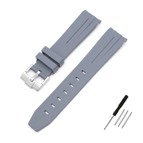 LMPVPDGADZ 20mm gebogenes Ende Gummi-Uhrenarmband passend for Omega Fit for Moonswatch Joint Constellation Armband Herren Sportuhrenarmband(White Light Pin) von LMPVPDGADZ