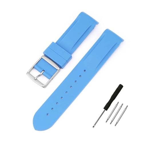 LMPVPDGADZ 20mm gebogenes Ende Gummiarmband passend for Omega passend for Moonswatch Herren Damen Sportuhrenarmband passend for Markenuhren(Blue) von LMPVPDGADZ