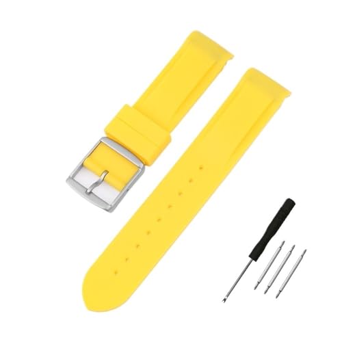 LMPVPDGADZ 20mm gebogenes Ende Gummiarmband passend for Omega passend for Moonswatch Herren Damen Sportuhrenarmband passend for Markenuhren(Yellow) von LMPVPDGADZ