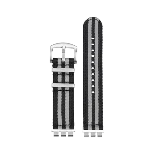 LMPVPDGADZ 21 mm Nylonarmband, passend for SWATCH YVS420 YVS454 YVS451 YVS400 YVB404 Serie, langlebiges Armband-Ersatzarmband(A17 silver) von LMPVPDGADZ