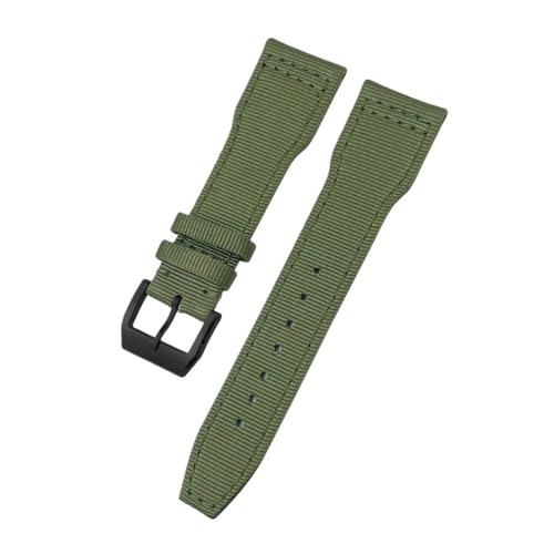 LMPVPDGADZ 21mm 22mm Nylon Canvas Armband passend for IWC Universal Pilot Mark 18 Spitfire Fighter Portugal Serie Schwarz Grün Uhrenarmband(Green Black,22mm) von LMPVPDGADZ