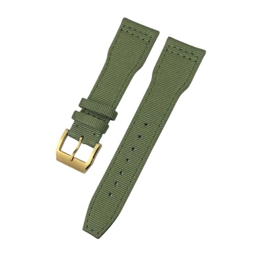 LMPVPDGADZ 21mm 22mm Nylon Canvas Armband passend for IWC Universal Pilot Mark 18 Spitfire Fighter Portugal Serie Schwarz Grün Uhrenarmband(Green Golden,21mm) von LMPVPDGADZ