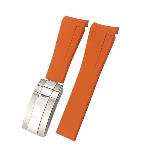 LMPVPDGADZ 21mm 22mm Schwarz Blau Gummi Armband Passend for Rolex DEEPSEA Sea-Dweller Submariner Silikon Uhrenarmband Zubehör(Orange,21MM DEEPSEA_ROSE GOLD) von LMPVPDGADZ