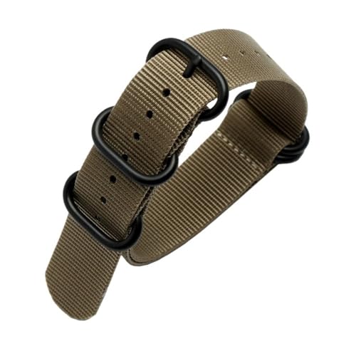 LMPVPDGADZ 22 mm 24 mm 26 mm Nylon-Sportarmband, modisches Armband-Zubehör, grünes Militär/blaues Uhrengürtel-Zubehör(Khaki bk,21mm) von LMPVPDGADZ