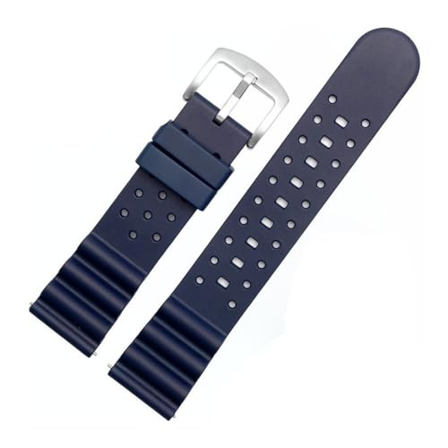 LMPVPDGADZ 22m Male Fit for Seiko Air Hole Fluoro Rubber Watchband Water Ghost 007 Small Mm Srpa21j1 SKX007 Canned Silicone Watch Strap(Blue steel,22mm) von LMPVPDGADZ