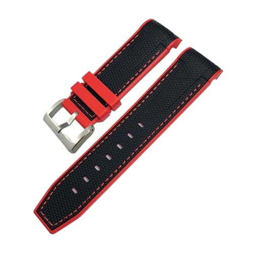 LMPVPDGADZ 22mm 23mm gebogenes Ende Gummi-Silikon-Uhrenarmband passend for Blancpain Fifty Fathoms passend for Tudor passend for CITIZEN Series Uhrenarmband-Werkzeuge(Black Red,23mm) von LMPVPDGADZ