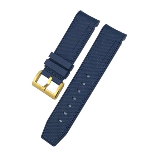 LMPVPDGADZ 23mm 22mm gebogenes Ende Silikonkautschuk-Uhrenarmband passend for Tudor Black Bay Bronze Pelagos passend for Longines Conquest HydroConquest L3 Uhrenarmband(Blue blue-golden,23mm) von LMPVPDGADZ