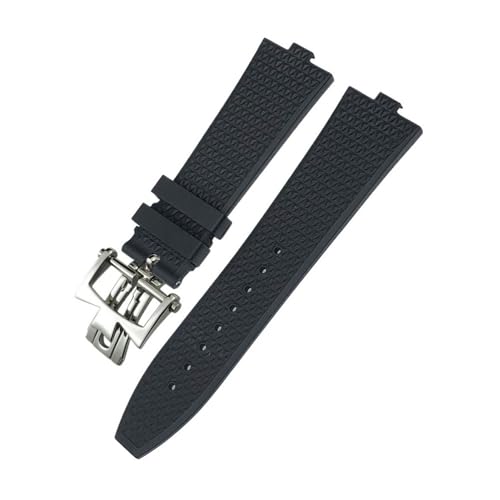 LMPVPDGADZ 24 * 7 mm FKM Fluorkautschuk-Armband passend for Vacheron Constantin 5500 V 4500 V Uhrenarmband Vc Convex Type 7 mm Armband(Black Style 2,24MM X 7MM_SILVER) von LMPVPDGADZ