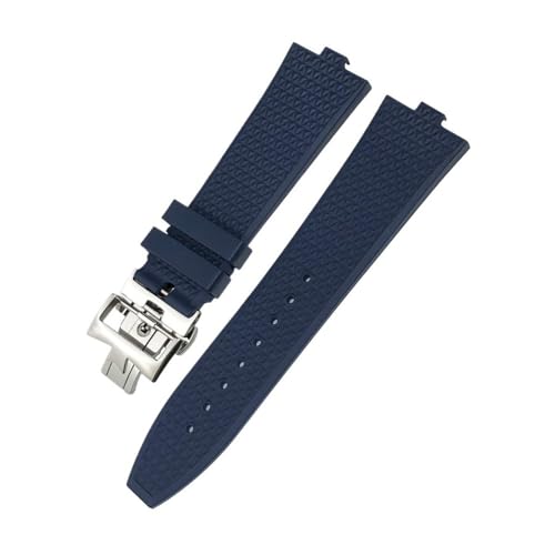 LMPVPDGADZ 24 * 7 mm FKM Fluorkautschuk-Armband passend for Vacheron Constantin 5500 V 4500 V Uhrenarmband Vc Convex Type 7 mm Armband(Blue Style 1,24MM X 7MM_SILVER) von LMPVPDGADZ