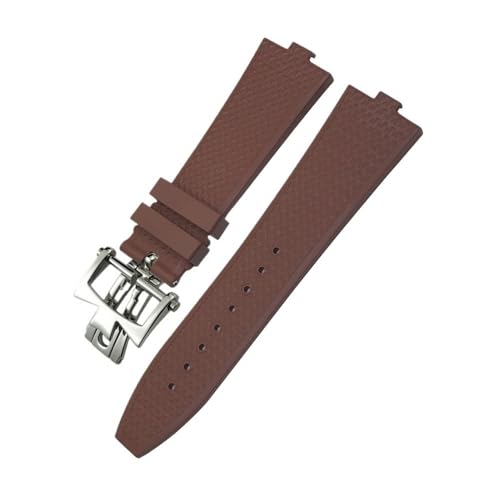 LMPVPDGADZ 24 * 7 mm FKM Fluorkautschuk-Armband passend for Vacheron Constantin 5500 V 4500 V Uhrenarmband Vc Convex Type 7 mm Armband(Brown Style 2,24MM X 7MM_ROSE GOLD) von LMPVPDGADZ
