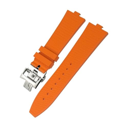 LMPVPDGADZ 24 * 7 mm FKM Fluorkautschuk-Armband passend for Vacheron Constantin 5500 V 4500 V Uhrenarmband Vc Convex Type 7 mm Armband(Orange Style 1,24MM X 7MM_GOLDEN) von LMPVPDGADZ