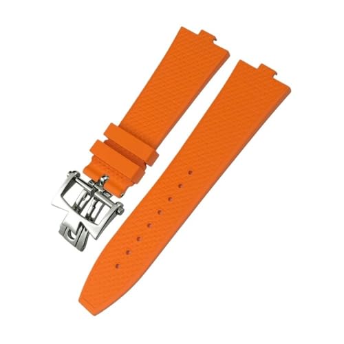 LMPVPDGADZ 24 * 7 mm FKM Fluorkautschuk-Armband passend for Vacheron Constantin 5500 V 4500 V Uhrenarmband Vc Convex Type 7 mm Armband(Orange Style 2,24MM X 7MM_SILVER) von LMPVPDGADZ