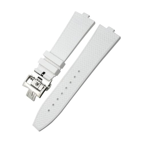 LMPVPDGADZ 24 * 7 mm FKM Fluorkautschuk-Armband passend for Vacheron Constantin 5500 V 4500 V Uhrenarmband Vc Convex Type 7 mm Armband(White Style 1,24MM X 7MM_ROSE GOLD) von LMPVPDGADZ