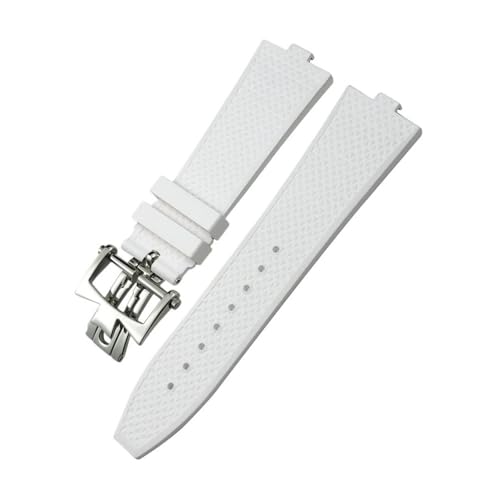 LMPVPDGADZ 24 * 7 mm FKM Fluorkautschuk-Armband passend for Vacheron Constantin 5500 V 4500 V Uhrenarmband Vc Convex Type 7 mm Armband(White Style 2,24MM X 7MM_ROSE GOLD) von LMPVPDGADZ