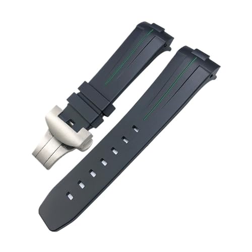 LMPVPDGADZ 24 mm gebogenes Ende, Gummi-Silikon-Armband, passend for Panerai SUBMERSIBLE PAM441 Sportuhr mit Schnalle(Black Green,24MM_BLACK BUCKLE) von LMPVPDGADZ