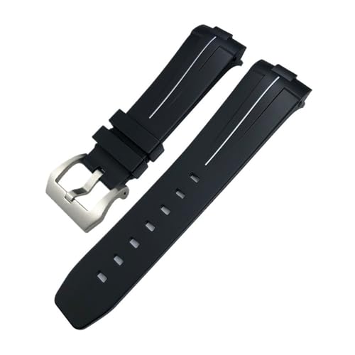 LMPVPDGADZ 24 mm gebogenes Ende, Gummi-Silikon-Armband, passend for Panerai SUBMERSIBLE PAM441 Sportuhr mit Schnalle(Black White 1,24MM_BLACK BUCKLE) von LMPVPDGADZ