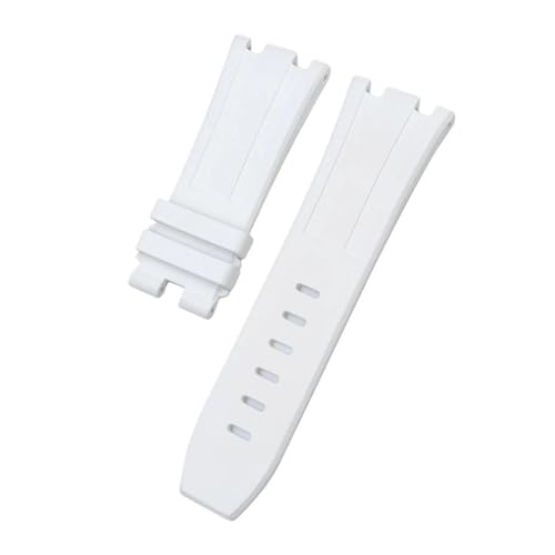 LMPVPDGADZ 28mm 30mm FKM Fluorkautschuk Armband Passend for AP Passend for Audemars Gürtel Passend for Piguet Passend for ROYAL OAK OFFSHORE 15710 15703 Uhrenarmband(White,28MM_WITH SILVER BUCKLE) von LMPVPDGADZ