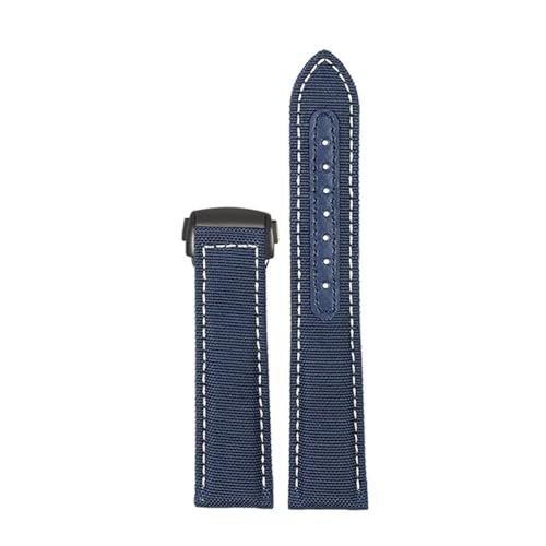 LMPVPDGADZ Canvas Armband Leder Uhrenarmband Passend for Omega Passend for Seamaster Speedmaster 300 310 AT150 19mm 20mm Armband(White line bk,19mm) von LMPVPDGADZ