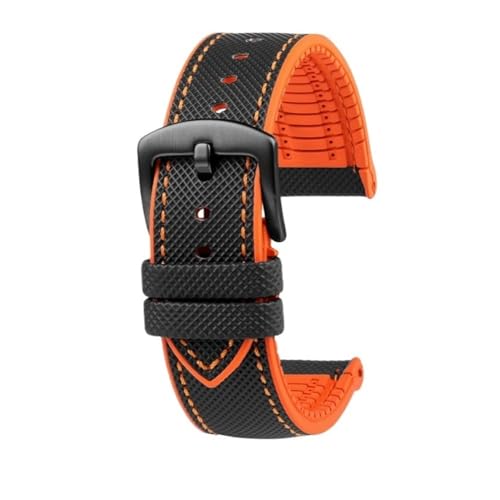 LMPVPDGADZ Fit for Citizen Blue Angel Uhrenarmband Zweite Drei Generation AT8020 JY8078 Carbon Fiber Nylon Fluor Gummi Armband 22mm 23mm(Orange Line bk,22mm) von LMPVPDGADZ