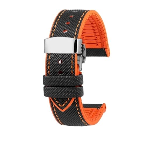 LMPVPDGADZ Fit for Citizen Blue Angel Uhrenarmband Zweite Drei Generation AT8020 JY8078 Carbon Fiber Nylon Fluor Gummi Armband 22mm 23mm(Orange Line silver,22mm) von LMPVPDGADZ