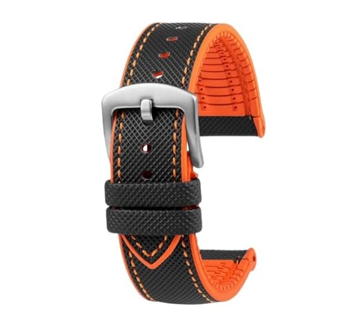 LMPVPDGADZ Fit for Citizen Blue Angel Uhrenarmband Zweite Drei Generation AT8020 JY8078 Carbon Fiber Nylon Fluor Gummi Armband 22mm 23mm(Orange Line sk,22mm) von LMPVPDGADZ