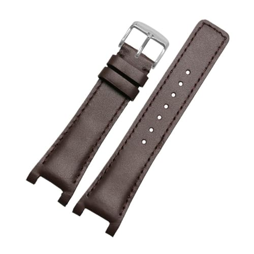 LMPVPDGADZ Fit for GC Strap YA1332 YA1333 YA1335 Männer Frauen Kerbe Top Schicht Leder Armband Armband 16 * 10 20 * 12 22 * 14mm Schraube(Brown silver,16.10mm) von LMPVPDGADZ
