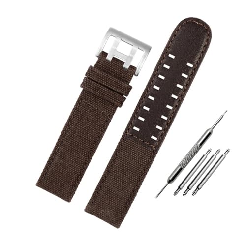 LMPVPDGADZ Fit for Hamilton Khaki Field Uhr H760250/h77616533/h70605963 H68201993 Uhrenarmband Leder Nylon Herrenuhrenarmband 20mm 22mm(Brown silver clasp,20mm) von LMPVPDGADZ