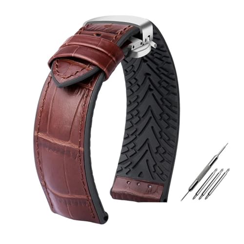 LMPVPDGADZ Fit for Rolex Fit for Ctizen Fit for Tissot Leder Armband Gummi Silikon Uhr Band Männer 19mm 20mm 21mm 22mm 23mm Verschluss Armband(Blue White,20mm) von LMPVPDGADZ