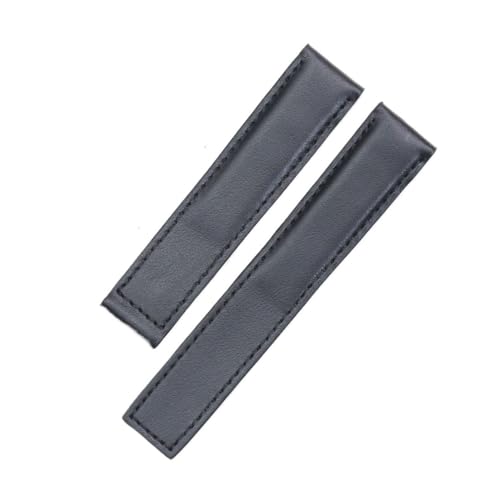 LMPVPDGADZ Fit for Tag Heuer Carrecra 6 19mm Männer Uhr Band Top Schicht Leder Gürtel Haut Leder Uhr Zubehör mit(Black smooth) von LMPVPDGADZ