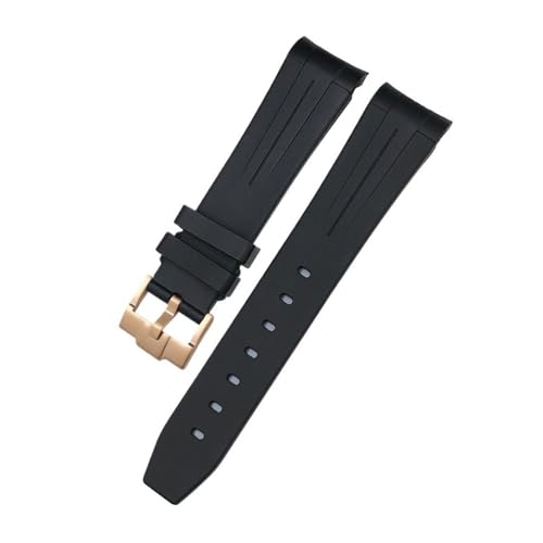 LMPVPDGADZ Fluorkautschuk-Uhrenarmband, 19 mm, 20 mm, passend for Rolex Submariner, passend for Daytona Master, passend for GMT-Uhrenarmband, gebogenes Ende(Black Black Rose,19mm) von LMPVPDGADZ