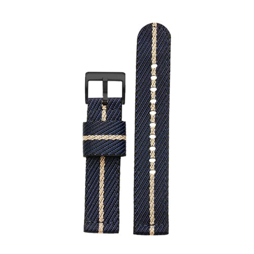 LMPVPDGADZ 18mm 20mm 22mm 24mm Nylon gewebtes Armband passend for Seiko Fit for Omega Quick Release Canvas Armband Armee Militär Männer Frauen Sport Armband(Blue rice BK,20mm) von LMPVPDGADZ