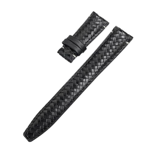 LMPVPDGADZ Gewebtes Uhrenarmband mit gebogenem Ende, 20 mm, 21 mm, 22 mm, passend for IWC Portugieser Pilot's, passend for Hamilton, passend for Longinesb, Lederarmband(Black Whitout Buckle,20mm) von LMPVPDGADZ