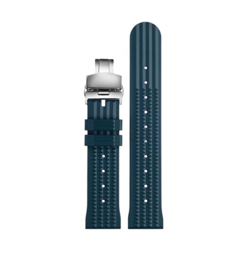LMPVPDGADZ Gummi-Armband, passend for S-eiko 007 Gear S2 S3, passend for Hua Wei Watch2 Pro, Armband, Sport, Tauchen, Silikon, Ersatzband, Handgelenkgürtel(Blue folding silver,20mm) von LMPVPDGADZ