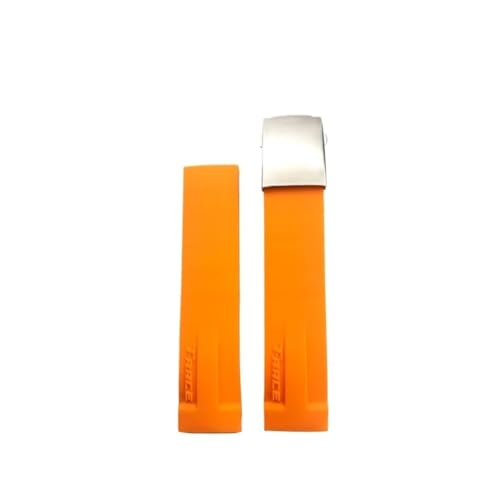 LMPVPDGADZ Gummiarmband 17mm 21mm Passend for Tissot T048 T-RACE T048-417A T048-427A Schwarz Orange Weiches Silikon-Uhrenarmband(Silver Yellow,17mm) von LMPVPDGADZ