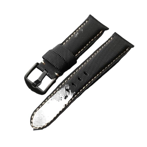 LMPVPDGADZ Handgefertigtes Lederarmband mit Fasern 20 22 24 26 mm, angepasst an das weiche Vintage-Herrenarmband PAM111 441 mit hochwertigen Fasern.(A Brack buckle,24mm) von LMPVPDGADZ