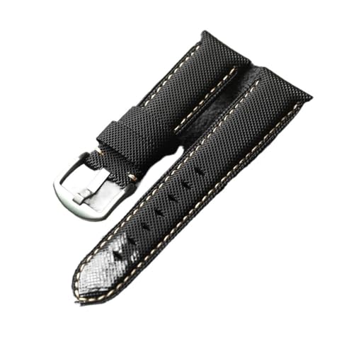 LMPVPDGADZ Handgefertigtes Lederarmband mit Fasern 20 22 24 26 mm, angepasst an das weiche Vintage-Herrenarmband PAM111 441 mit hochwertigen Fasern.(A Silver buckle,26mm) von LMPVPDGADZ