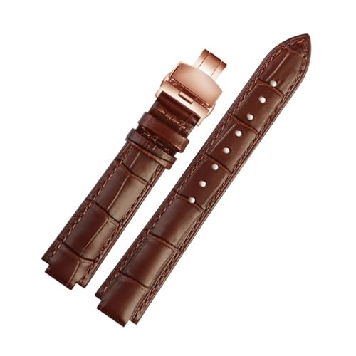 LMPVPDGADZ Leder Armband Fit for Ballon Bleu Handgelenk Band Männer Weibliche Konvexen Lederband 14 * 8mm 18 * 11mm 20 * 12mm Mode Armband(Brown rose gold B,18-11mm) von LMPVPDGADZ
