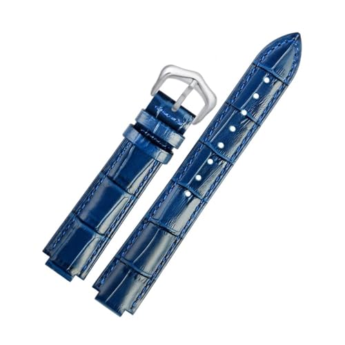 LMPVPDGADZ Leder Armband Fit for Ballon Bleu Handgelenk Band Männer Weibliche Konvexen Lederband 14 * 8mm 18 * 11mm 20 * 12mm Mode Armband(Royal blue silver A,20-12mm) von LMPVPDGADZ